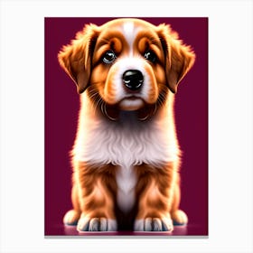 Puppy On A Purple Background Canvas Print