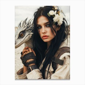 Girl With A Dragon 2 Canvas Print