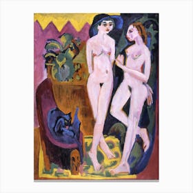 Two Nudes In A Room, Ernst Ludwig Kirchner Canvas Print