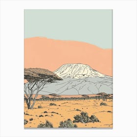 Mount Kenya Color Line Drawing (8) Canvas Print