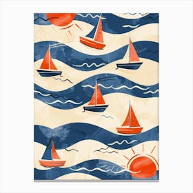 Sailboats In The Sea 2 Canvas Print