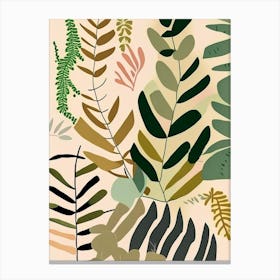 Evergreen Fern Wildflower Modern Muted Colours 1 Canvas Print