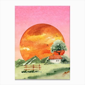 Watercolor Of A Sunset 1 Canvas Print