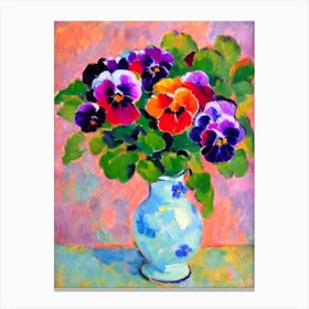 Pansy Floral Abstract Block Colour 2 2 Flower Canvas Print