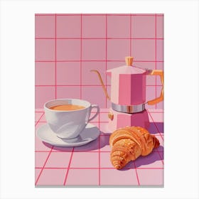 Pink Breakfast Food Moka Coffee 4 Canvas Print