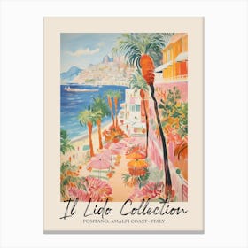 Positano, Amalfi Coast   Italy Il Lido Collection Beach Club Poster 2 Canvas Print