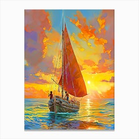 Sailboat At Sunset 6 Canvas Print