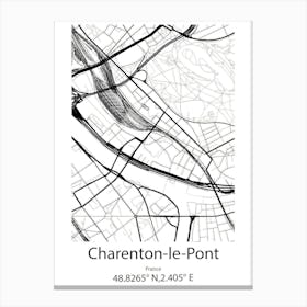 Charenton Le Pont,France Minimalist Map Canvas Print