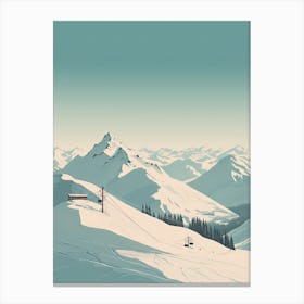 Verbier   Switzerland, Ski Resort Illustration 2 Simple Style Canvas Print