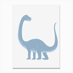 Chalk Blue Dinosaur Silhouette Canvas Print