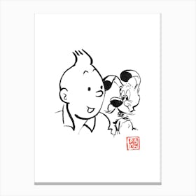Tintin And Idefix Canvas Print