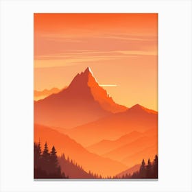 Misty Mountains Vertical Composition In Orange Tone 289 Canvas Print