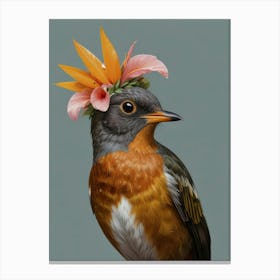 Bird With Flower Crown 7 Canvas Print