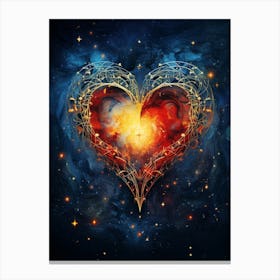 Space Zodiac Heart 2 Canvas Print
