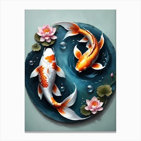 Koi Fish Yin Yang Painting (16) Canvas Print