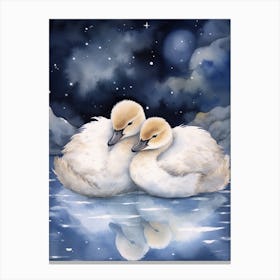Baby Swan Sleeping In The Clouds Canvas Print