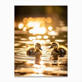 Ducklings In The Water Canvas Print