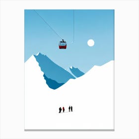 Courmayeur, Italy Minimal Skiing Poster Canvas Print