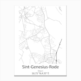 Sint Genesius Rode,Belgium Minimalist Map Canvas Print