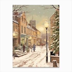 Vintage Winter Illustration Nottingham United Kingdom 3 Canvas Print
