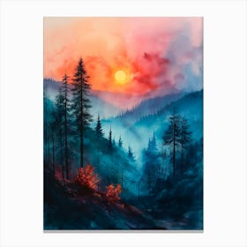 Blue Mist Watercolor Canvas Print