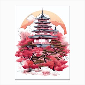 Ginkaku Ji Temple Japan Modern Illustration 1 Canvas Print