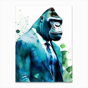 Gorilla In Suit Gorillas Mosaic Watercolour 1 Canvas Print