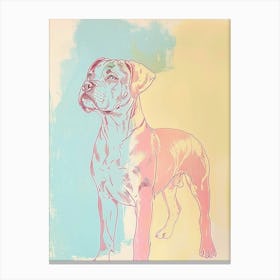 Boxer Dog Pastel Line Illustration Canvas Print