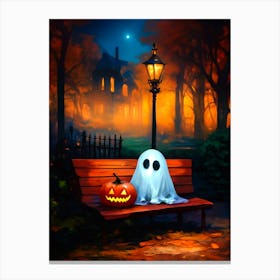 Ghost Sitting On A Bench 9 Canvas Print