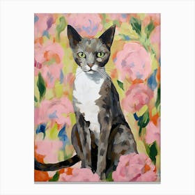 A Cornish Rex Cat Painting, Impressionist Painting 4 Canvas Print