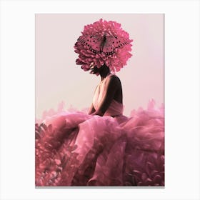 Pompom - Feminine pink floral collage Canvas Print