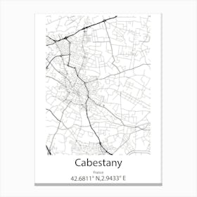 Cabestany,France Minimalist Map Canvas Print