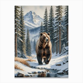 Hungry Grizzly Bear Hunting Canvas Print