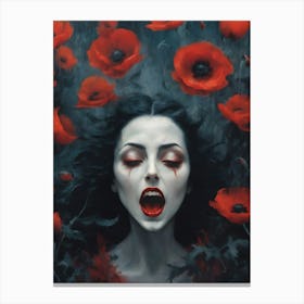 Dark Gothic Aesthetic Art of a Banshee Witch Woman Screaming in the Forest - Painting by Sarah Valentine Canvas Print
