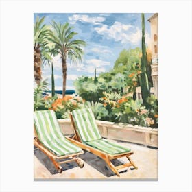 Sun Lounger By The Pool In Mallorca Spain Canvas Print