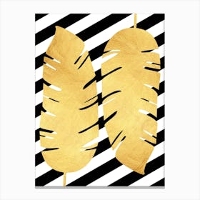 Golden tropical leaves 2 Canvas Print