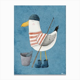 Seagull Fishing Canvas Print