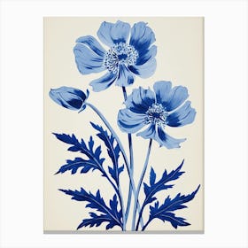 Blue Botanical Anemone 1 Canvas Print