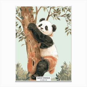Giant Panda Climbing A Tree Poster 4 Canvas Print