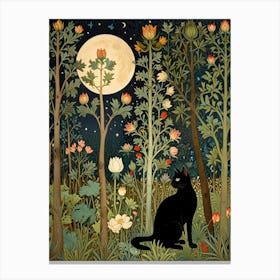 William Morris Black Cat In The Forest 7 Canvas Print