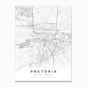 Pretoria South Africa White Map Canvas Print