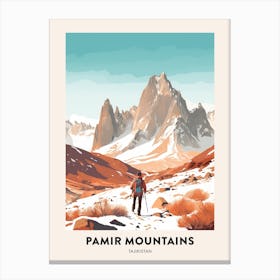 Vintage Winter Travel Poster Pamir Mountains Tajikistan 4 Canvas Print