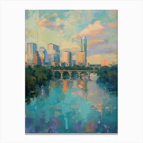 Skyline Austin Texas Oil Painting 1 Canvas Print