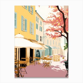 Aix En Povence, France, Flat Pastels Tones Illustration 4 Canvas Print