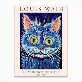 Louis Wain, A Cat In Gothic Style, Blue Cat Poster 1 Canvas Print