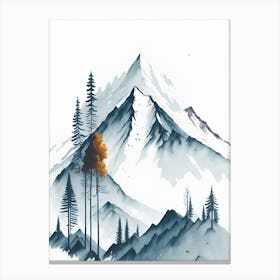 Mountain And Forest In Minimalist Watercolor Vertical Composition 334 Canvas Print