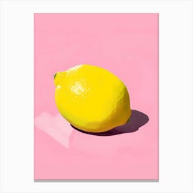 Lemon On A Pink Background 1 Canvas Print