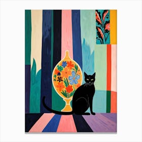 Black Cat In A Vase Canvas Print