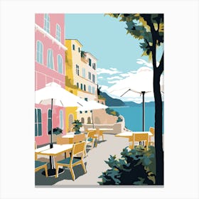 Amalfi, Italy, Flat Pastels Tones Illustration 8 Canvas Print