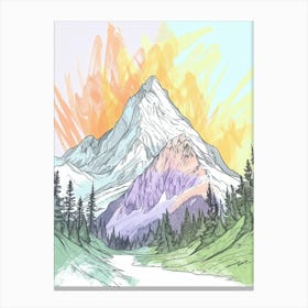 Mount Diablo Usa Color Line Drawing (3) Canvas Print